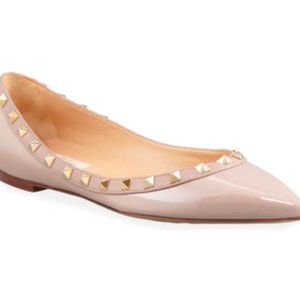 Valentino Rockstud Accents Leather Ballet Flats - Used